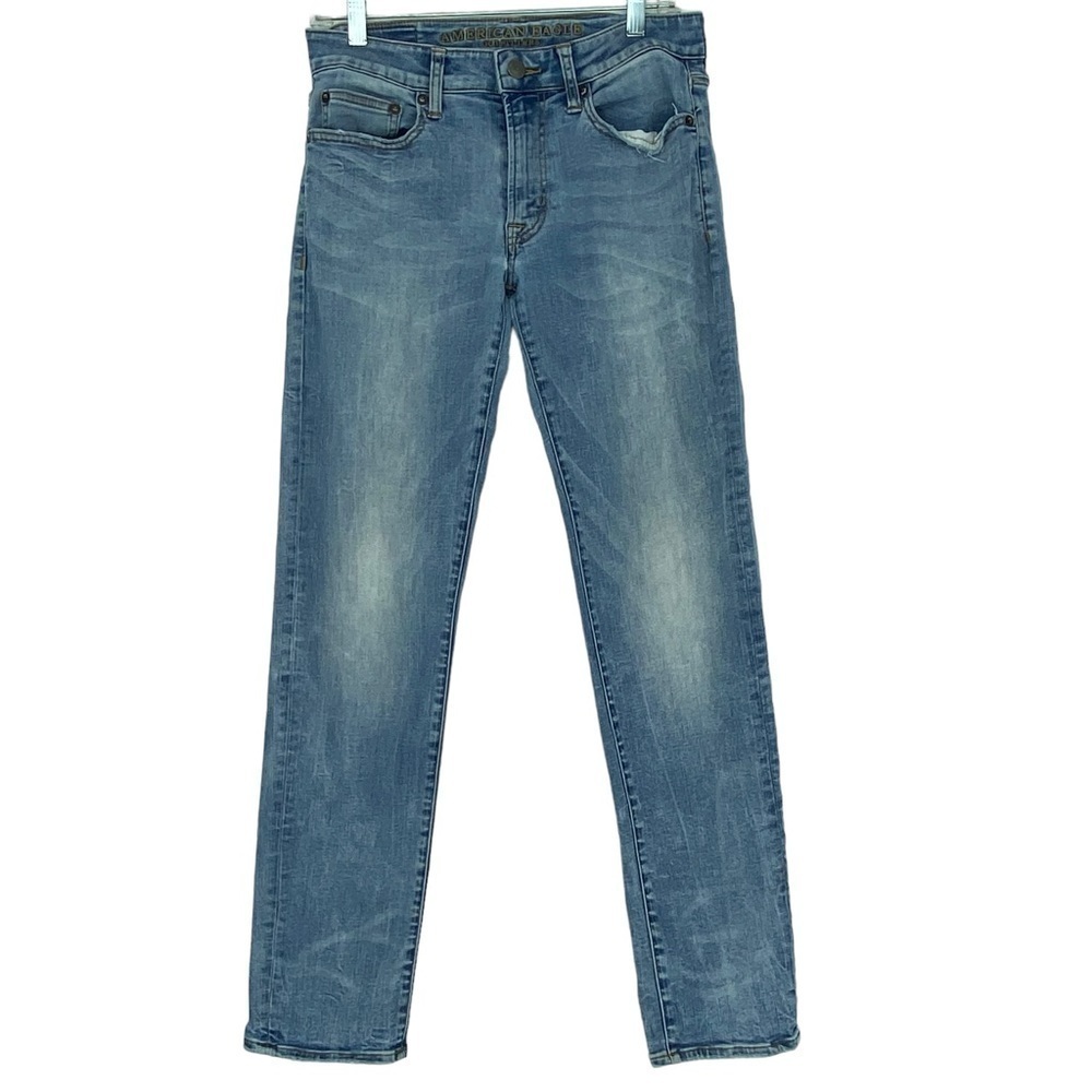 AEO straight slim extreme flex light wash blue jeans men's sz 29W x 32L